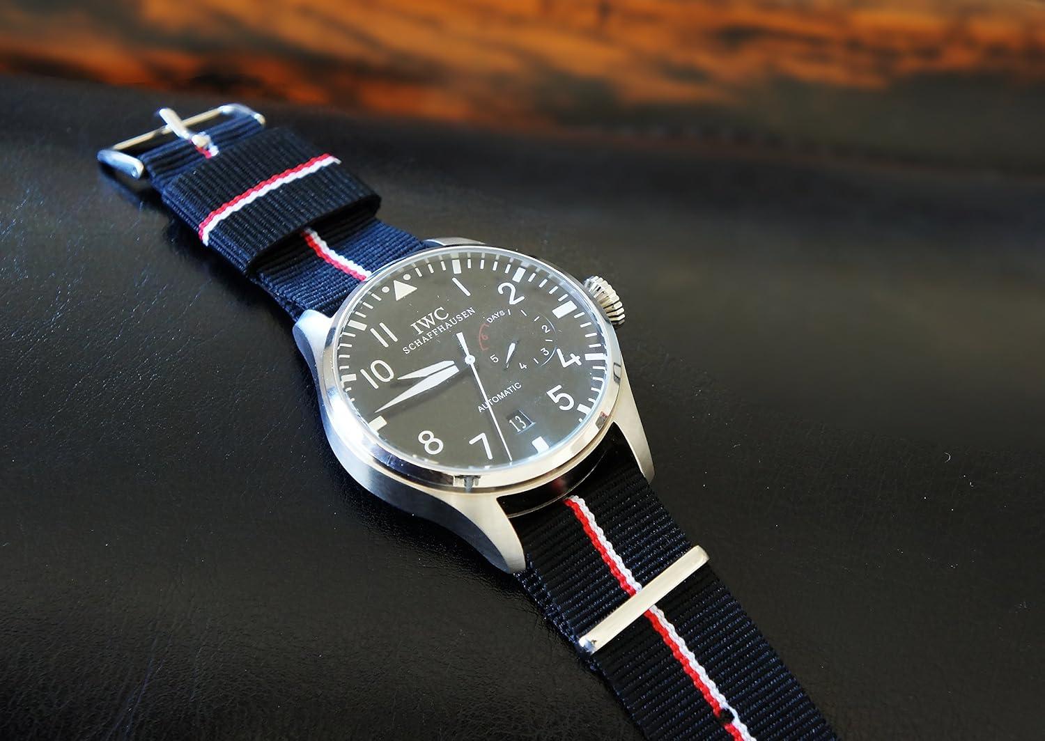 imageBARTON WATCH BANDS  Ballistic Nylon NATO Style Straps  Choice of Color Length ampamp Width 18mm 20mm 22mm or 24mmBlackCherryIvory