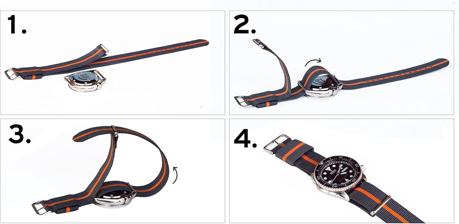 imageBARTON WATCH BANDS  Ballistic Nylon NATO Style Straps  Choice of Color Length ampamp Width 18mm 20mm 22mm or 24mmBlackCherryIvory