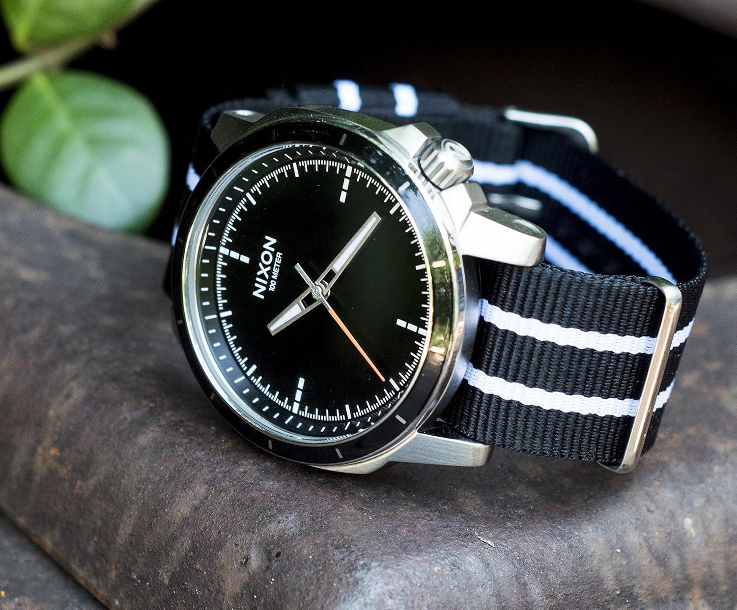 imageBARTON WATCH BANDS  Ballistic Nylon NATO Style Straps  Choice of Color Length ampamp Width 18mm 20mm 22mm or 24mmBlackIvory