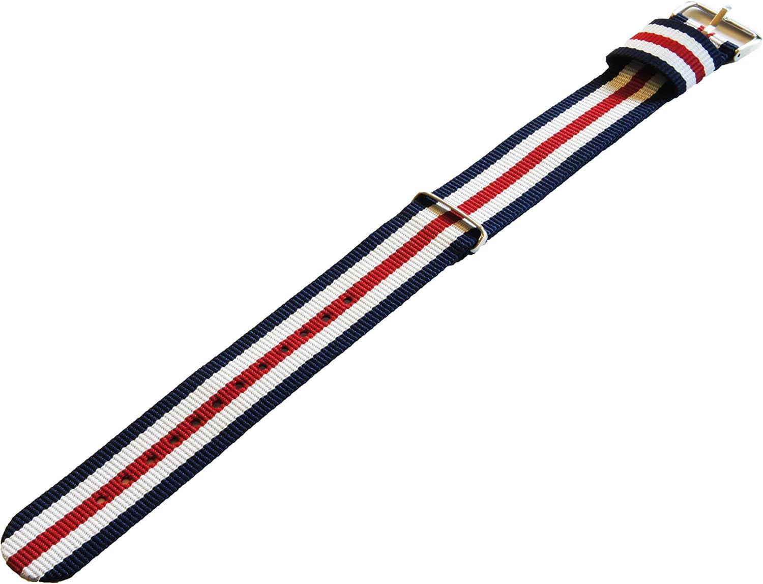 imageBARTON WATCH BANDS  Ballistic Nylon NATO Style Straps  Choice of Color Length ampamp Width 18mm 20mm 22mm or 24mmNavyCrimsonIvory