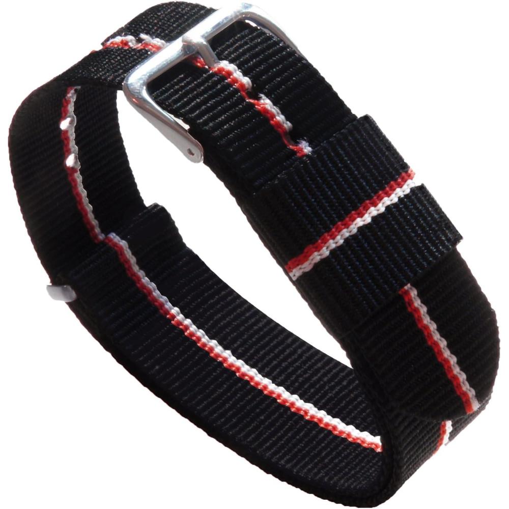 imageBARTON WATCH BANDS  Ballistic Nylon NATO Style Straps  Choice of Color Length ampamp Width 18mm 20mm 22mm or 24mmBlackCherryIvory