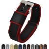 imageBARTON Elite NATO Style Watch Strap  18mm 20mm 22mm or 24mm  Seat Belt Nylon Watch BandsBlack  Crimson Red Edges