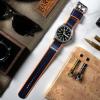 imageBARTON Elite NATO Style Watch Strap  18mm 20mm 22mm or 24mm  Seat Belt Nylon Watch BandsDark Blue  Orange Edges