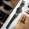 imageBARTON Elite NATO Style Watch Strap  18mm 20mm 22mm or 24mm  Seat Belt Nylon Watch BandsGrey  Green Edges  Black PVD