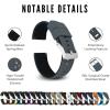 imageBARTON Elite Silicone Watch Bands  Quick Release  Choose Strap Color ampamp Buckle Color Stainless Steel Black PVD or Gunmetal Grey  18mm 20mm 22mm ampamp 24mm Watch StrapsSmoke Grey Top  Black Bottom  Gunmetal Grey