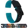 imageBARTON Elite Silicone Watch Bands  Quick Release  Choose Strap Color ampamp Buckle Color Stainless Steel Black PVD or Gunmetal Grey  18mm 20mm 22mm ampamp 24mm Watch StrapsBlack Top  Aqua Blue Bottom  Black PVD Buckle