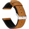 imageBARTON Leather and Rubber Hybrid Straps with Integrated Quick Release Spring Bars  316L Stainless Steel  Choose Color  18mm 20mm ampamp 22mm Watch BandsCedar