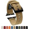 imageBARTON WATCH BANDS  Canvas Watch Bands Compatible with Apple Watch Models  1 2 3 4 5 6 7 8 9 10 SE Ultra ampamp Ultra 2Khaki Tan Black PVD Hardware