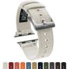 imageBARTON WATCH BANDS  Canvas Watch Bands Compatible with Apple Watch Models  1 2 3 4 5 6 7 8 9 10 SE Ultra ampamp Ultra 2Linen White Black PVD Hardware