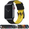 imageBARTON WATCH BANDS  Elite Silicone Watch Bands Compatible with Apple Watch Models  1 2 3 4 5 6 7 8 9 10 SE Ultra ampamp Ultra 2Black Top  Yellow Bottom Black PVD Hardware