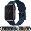 imageBARTON WATCH BANDS  Elite Silicone Watch Bands Compatible with Apple Watch Models  1 2 3 4 5 6 7 8 9 10 SE Ultra ampamp Ultra 2Navy Blue Black PVD Hardware