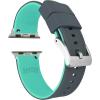 imageBARTON WATCH BANDS  Elite Silicone Watch Bands Compatible with Apple Watch Models  1 2 3 4 5 6 7 8 9 10 SE Ultra ampamp Ultra 2Smoke Grey Top  Mint Green Bottom
