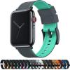 imageBARTON WATCH BANDS  Elite Silicone Watch Bands Compatible with Apple Watch Models  1 2 3 4 5 6 7 8 9 10 SE Ultra ampamp Ultra 2Smoke Grey Top  Mint Green Bottom Black PVD Hardware