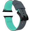imageBARTON WATCH BANDS  Elite Silicone Watch Bands Compatible with Apple Watch Models  1 2 3 4 5 6 7 8 9 10 SE Ultra ampamp Ultra 2Smoke Grey Top  Mint Green Bottom Black PVD Hardware