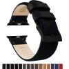 imageBARTON WATCH BANDS  Top Grain Leather Watch Bands Compatible with Apple Watch Models  1 2 3 4 5 6 7 8 9 10 SE Ultra ampamp Ultra 2Black Leather  Blue Stitching Black Hardware