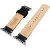 imageBARTON WATCH BANDS  Top Grain Leather Watch Bands Compatible with Apple Watch Models  1 2 3 4 5 6 7 8 9 10 SE Ultra ampamp Ultra 2Black Leather  White Stitching