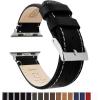 imageBARTON WATCH BANDS  Top Grain Leather Watch Bands Compatible with Apple Watch Models  1 2 3 4 5 6 7 8 9 10 SE Ultra ampamp Ultra 2Black Leather  White Stitching
