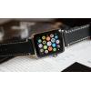 imageBARTON WATCH BANDS  Top Grain Leather Watch Bands Compatible with Apple Watch Models  1 2 3 4 5 6 7 8 9 10 SE Ultra ampamp Ultra 2Black Leather  White Stitching