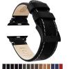 imageBARTON WATCH BANDS  Top Grain Leather Watch Bands Compatible with Apple Watch Models  1 2 3 4 5 6 7 8 9 10 SE Ultra ampamp Ultra 2Black Leather  White Stitching Black Hardware