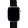 imageBARTON WATCH BANDS  Top Grain Leather Watch Bands Compatible with Apple Watch Models  1 2 3 4 5 6 7 8 9 10 SE Ultra ampamp Ultra 2Black Leather  White Stitching