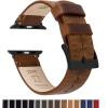 imageBARTON WATCH BANDS  Top Grain Leather Watch Bands Compatible with Apple Watch Models  1 2 3 4 5 6 7 8 9 10 SE Ultra ampamp Ultra 2Caramel Tan Leather  Stitching Black Hardware