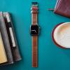 imageBARTON WATCH BANDS  Top Grain Leather Watch Bands Compatible with Apple Watch Models  1 2 3 4 5 6 7 8 9 10 SE Ultra ampamp Ultra 2Caramel Tan Leather  Stitching Black Hardware