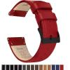 imageBARTON WATCH BANDS  Top Grain Leather Watch Bands Compatible with Apple Watch Models  1 2 3 4 5 6 7 8 9 10 SE Ultra ampamp Ultra 2Crimson Red Leather  Stitching