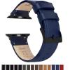imageBARTON WATCH BANDS  Top Grain Leather Watch Bands Compatible with Apple Watch Models  1 2 3 4 5 6 7 8 9 10 SE Ultra ampamp Ultra 2Navy Blue Leather  Stitching Black Hardware