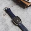 imageBARTON WATCH BANDS  Top Grain Leather Watch Bands Compatible with Apple Watch Models  1 2 3 4 5 6 7 8 9 10 SE Ultra ampamp Ultra 2Navy Blue Leather  Stitching