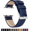 imageBARTON WATCH BANDS  Top Grain Leather Watch Bands Compatible with Apple Watch Models  1 2 3 4 5 6 7 8 9 10 SE Ultra ampamp Ultra 2Navy Blue Leather  White Stitching