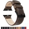imageBARTON WATCH BANDS  Top Grain Leather Watch Bands Compatible with Apple Watch Models  1 2 3 4 5 6 7 8 9 10 SE Ultra ampamp Ultra 2Saddle Brown Leather  White Stitching Black Hardware