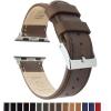 imageBARTON WATCH BANDS  Top Grain Leather Watch Bands Compatible with Apple Watch Models  1 2 3 4 5 6 7 8 9 10 SE Ultra ampamp Ultra 2Saddle Brown Leather  Stitching