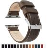 imageBARTON WATCH BANDS  Top Grain Leather Watch Bands Compatible with Apple Watch Models  1 2 3 4 5 6 7 8 9 10 SE Ultra ampamp Ultra 2Saddle Brown Leather  White Stitching