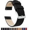 imageBARTON WATCH BANDS Quick Release Top Grain Leather Watch Band Strap Black LeatherBlack Stitching 22mm  Long
