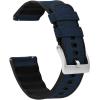 imageBARTON WATCH BANDS with Integrated quick release spring bars  Hybrid Silicone  Cordura Fabric WaterResistant Leather and Silicone Hybrid Watch Bands  Choice of Color ampamp Width 18mm 20mm 22mmNavy Blue Stainless Buckle