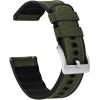 imageBARTON WATCH BANDS with Integrated quick release spring bars  Hybrid Silicone  Cordura Fabric WaterResistant Leather and Silicone Hybrid Watch Bands  Choice of Color ampamp Width 18mm 20mm 22mmArmy Green Stainless Buckle