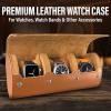 imageBarton Leather Watch Roll for 3 Watches  Convenient Organizer Case for Travel ampamp Storage  Fits Classic ampamp Smart Watches Up to 46mm  Compact Durable Lightweight Stylish  BrownBrown