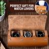 imageBarton Leather Watch Roll for 3 Watches  Convenient Organizer Case for Travel ampamp Storage  Fits Classic ampamp Smart Watches Up to 46mm  Compact Durable Lightweight Stylish  BrownBrown