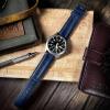 imageBarton Racing ampamp Rally Horween Leather Straps with Integrated Quick Release Spring Bars  Standard Length fits Wrists 5quot to 8quot18mm 19mm 20mm 21mm 22mm 23mm ampamp 24mm Watch Bands  Choose Strap Color ampamp WidthNavy Blue Classic Style  Black Buckle