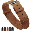 imageBARTON Leather NATO Style Watch Straps  Choose Color Length ampamp Width  18mm 20mm 22mm 24mm BandsGingerbread Brown