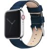 imageBARTON WATCH BANDS  Alligator Grain Leather Watch Bands Compatible with Apple Watch Models  1 2 3 4 5 6 7 8 9 10 SE Ultra ampamp Ultra 2Blue  Stainless Hardware