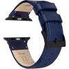 imageBARTON WATCH BANDS  Top Grain Leather Watch Bands Compatible with Apple Watch Models  1 2 3 4 5 6 7 8 9 10 SE Ultra ampamp Ultra 2Navy Blue Leather  Stitching Black Hardware