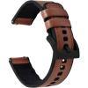 imageBARTON WATCH BANDS with Integrated quick release spring bars  Hybrid Silicone  Cordura Fabric WaterResistant Leather and Silicone Hybrid Watch Bands  Choice of Color ampamp Width 18mm 20mm 22mmCaramel Brown Leather Black Buckle