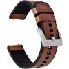 imageBARTON WATCH BANDS with Integrated quick release spring bars  Hybrid Silicone  Cordura Fabric WaterResistant Leather and Silicone Hybrid Watch Bands  Choice of Color ampamp Width 18mm 20mm 22mmCaramel Brown Leather Stainless Buckle