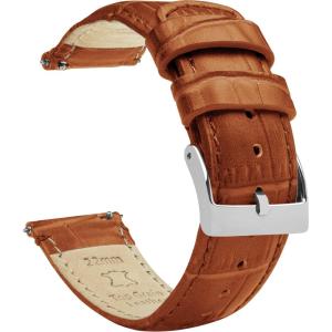 image20mm Toffee Brown  Long  BARTON Alligator Grain  Quick Release Leather Watch Bands
