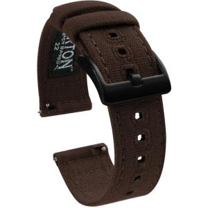 image22mm Chocolate Brown  BARTON Canvas Quick Release Watch Band Straps  Choose Color ampamp Width  18mm 20mm or 22mm  Black PVD Buckle