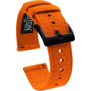 image22mm Pumpkin Orange  BARTON Canvas Quick Release Watch Band Straps  Choose Color ampamp Width  18mm 20mm or 22mm  Black PVD Buckle