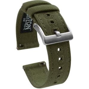 imageBARTON Canvas Quick Release Watch Band Straps  Choose Color ampamp Width  18mm 19mm 20mm 21mm 22mm 23mm or 24mmArmy Green