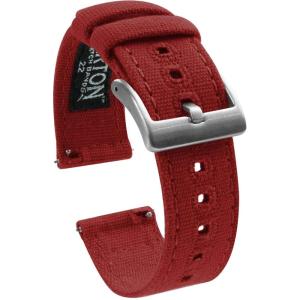 imageBARTON Canvas Quick Release Watch Band Straps  Choose Color ampamp Width  18mm 19mm 20mm 21mm 22mm 23mm or 24mmCrimson Red