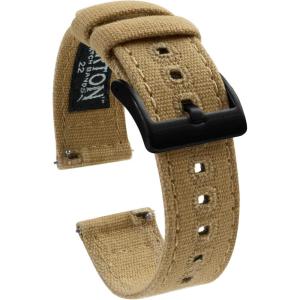 imageBARTON Canvas Quick Release Watch Band Straps  Choose Color ampamp Width  18mm 19mm 20mm 21mm 22mm 23mm or 24mmKhaki  Tan